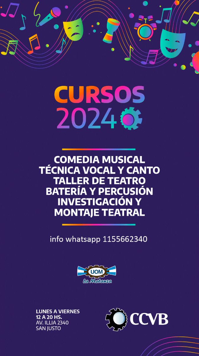 UomMatanza's tweet image. #Cursos2024 
Estamos inscribiendo
Empezamos en Marzo

Info WhatsApp 1166772340
#CCVB #TEATRO #CULTURA #EducacionEsTodo 
#UOMLAMATANZA #UOMSOMOSTODOS