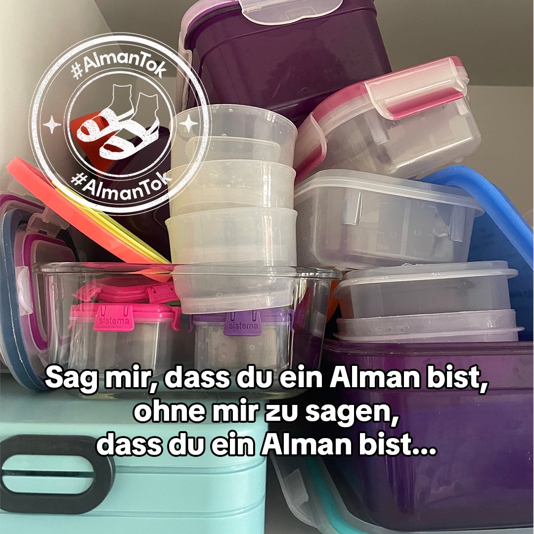 Du bist kein richtiger Alman, wenn du nicht auch so eine Schublade voll mit Tupperdosen hast. 👀😂 #Alman #Meme