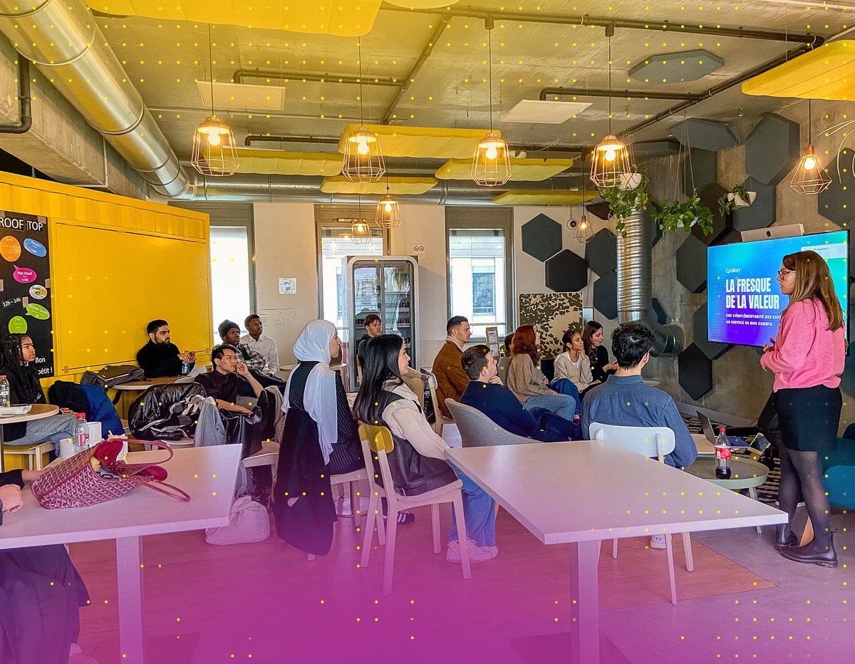Epsilondatamktg's tweet photo. [#WorkAtEpsilon]
Focus sur nos jeunes apprenants ! La Team Epsilon a organisé une journée 100% stagiaires &amp; alternants.
Au programme :
✔️ Positives Vibes
✔️ Partage
✔️ Et surtout des rencontres dans un cadre bienveillant &amp; chaleureux
Merci à l'équipe RH pour cette journée ! https://t.co/7QZnSq7rGq