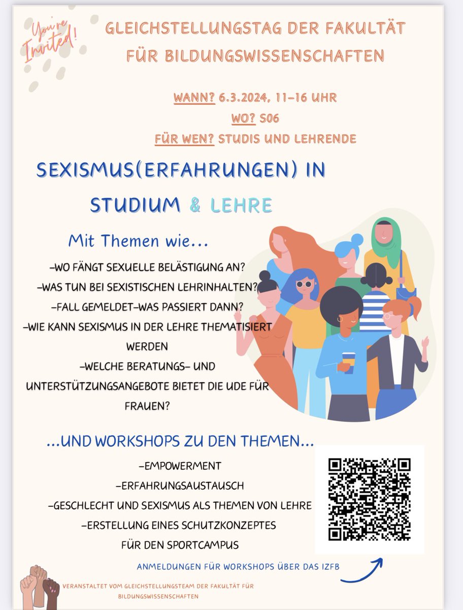ZPreusche's tweet photo. #Sexismus(erfahrungen) in Studium und Lehre: Der #Gleichstellung|stag der Fakultät für #Bildungswissenschaften 2024  an der @unidue widmet sich dem wichtigem Thema Sexismus und #Empowerment für Studentinnen. Unter anderem wird ein #Schutzkonzept für unseren Sportcampus erstellt. https://t.co/TE7nCuTHIZ