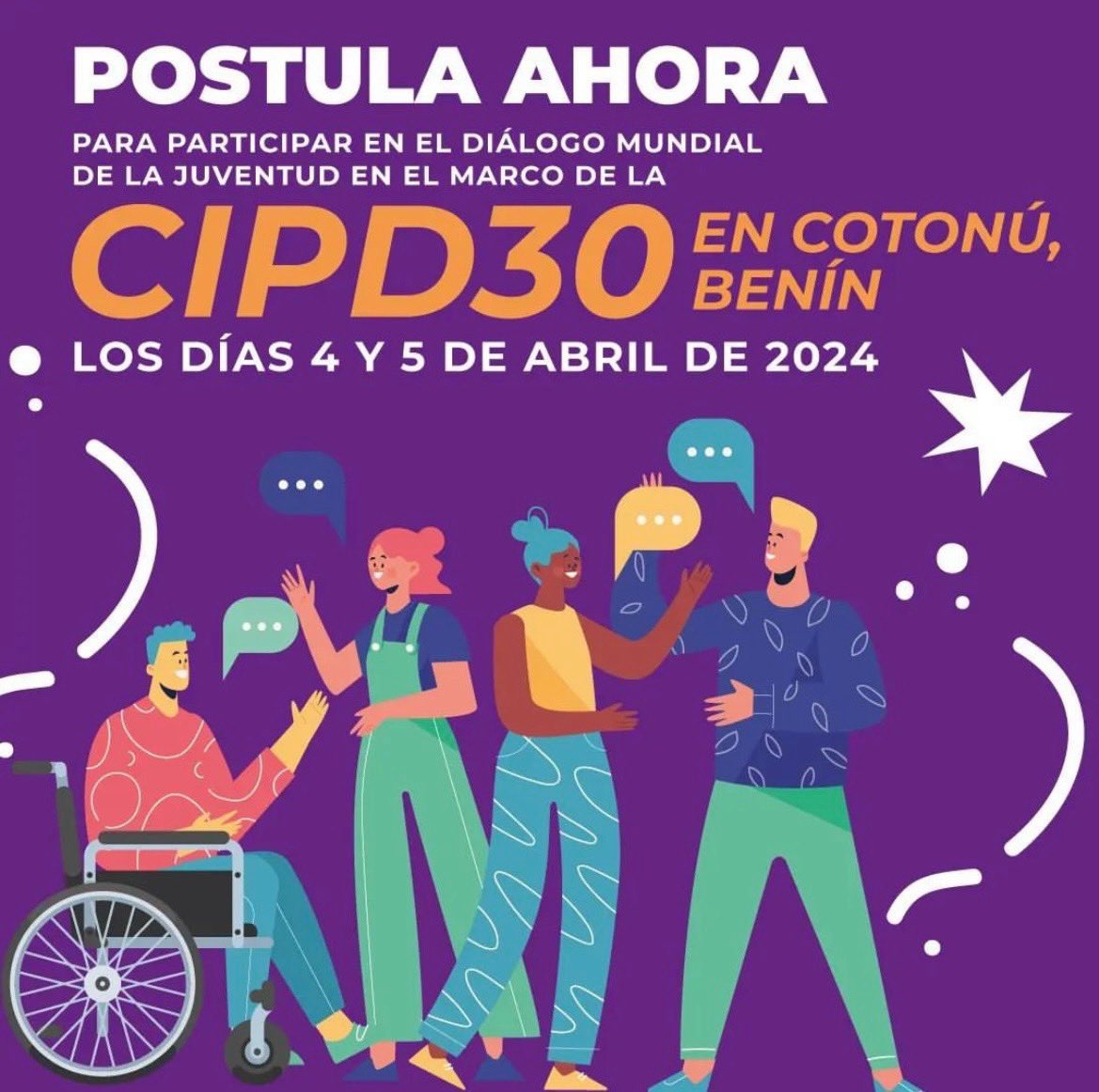 ¿Sabes que hace 30 años tuvo lugar la Conferencia Internacional sobre la Población y el Desarrollo (#CIPD) en El Cairo? 30 años más tarde puedes contribuir al Diálogo Mundial de la #Juventud de #CIPD30, Cotonú, Benín, 4 y 5 de abril 2024 Postúlate #hoy: docs.google.com/forms/d/e/1FAI…