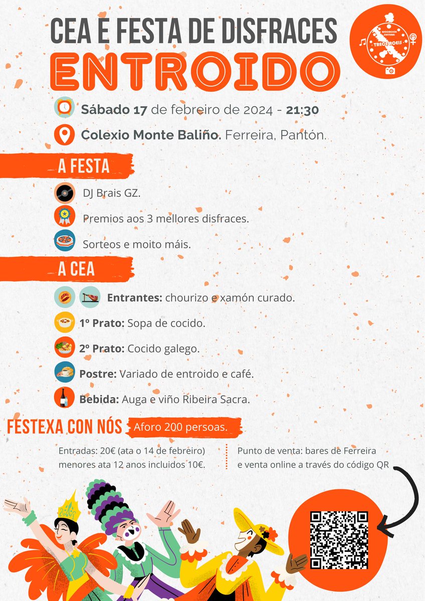 #entroidoenpantón
🧛‍♂️🧙‍♀️O día 17 pola tarde celebramos o #DesfiledeComparsas e Disfraces
🟠...E para completar o día, CEA e FESTA DE ENTROIDO desde as 21:30h no Colexio Monte Baliño
🟠Música, premios e colaboración para o <a href="/TreceRoeisFest/">Trece Roeis Fest</a> 
#Pantón #RibeiraSacra #TreceRoeis