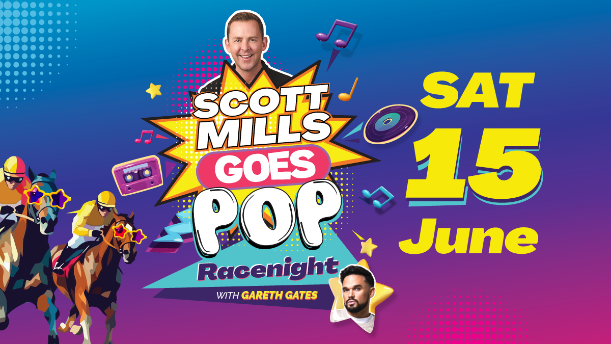 @scott_mills Goes Pop Racenight on Saturday 15th June! 🎉💿🤩 Get ready for a fantastic evening of live racing and then party the night away with DJ Scott Mills and special guest, @Gareth_Gates to play the biggest hits from 90s, 00s and today👉 brnw.ch/21wGPAt