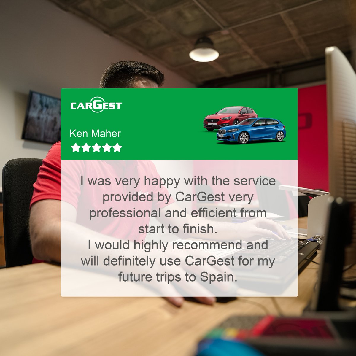 cargest's tweet photo. New comments from our customers. ☺️      
They are more than a motivation to keep growing and improving every day.      
#CarGest #rentacarmalaga #carhiremalaga #carhiremalagaairport #malaga #malagacity #visitmalaga https://t.co/xWNazFikH0