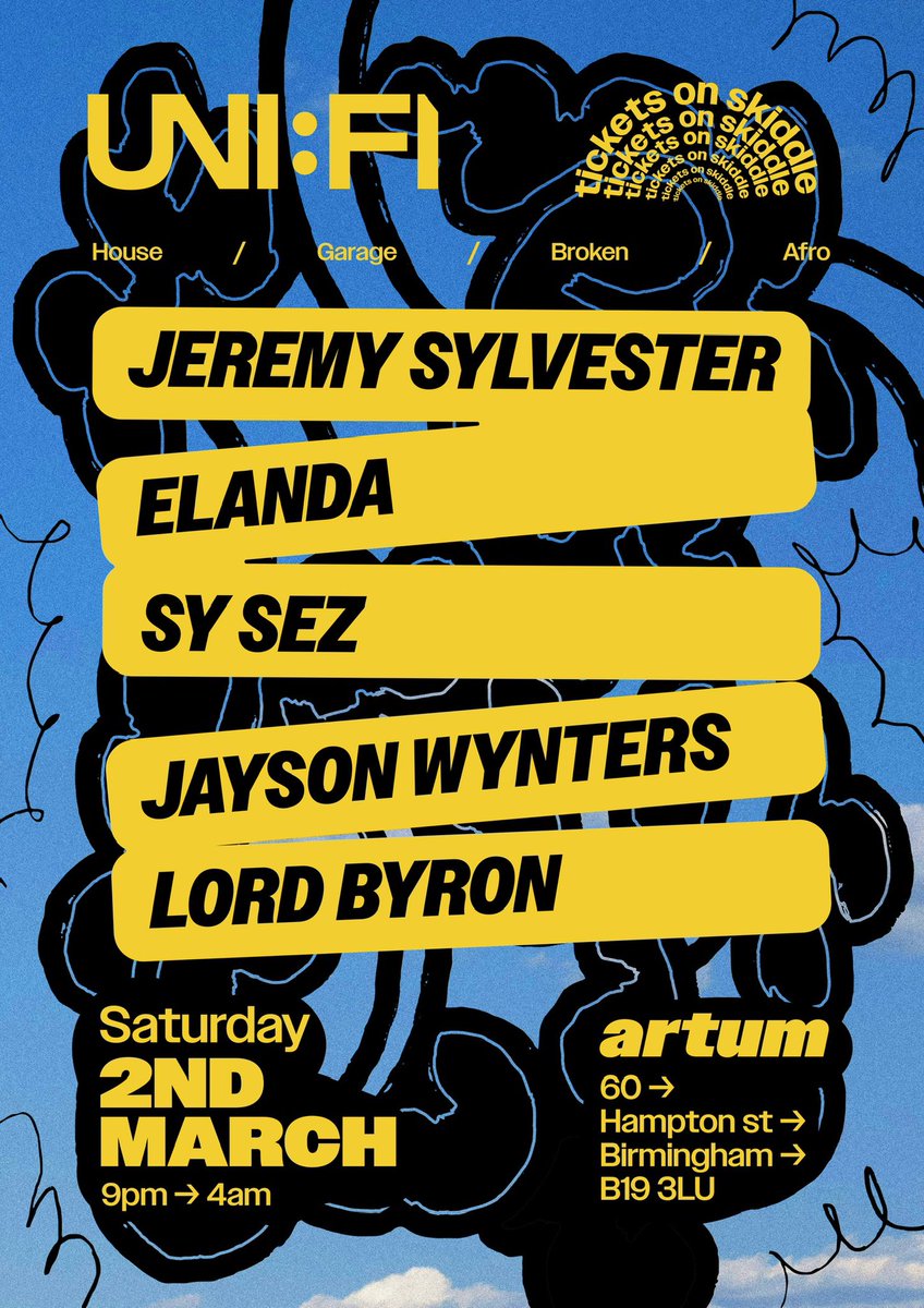 Announcing the full lineup for our return to the newly refurbished @CafeArtum in Birmingham on Sat 2nd March 💪🏽 Expect the sounds of House, Garage, Broken Beat + Afro until 4am… Earlybird tickets are available now via the link 👇🏽 skiddle.com/whats-on/Birmi…