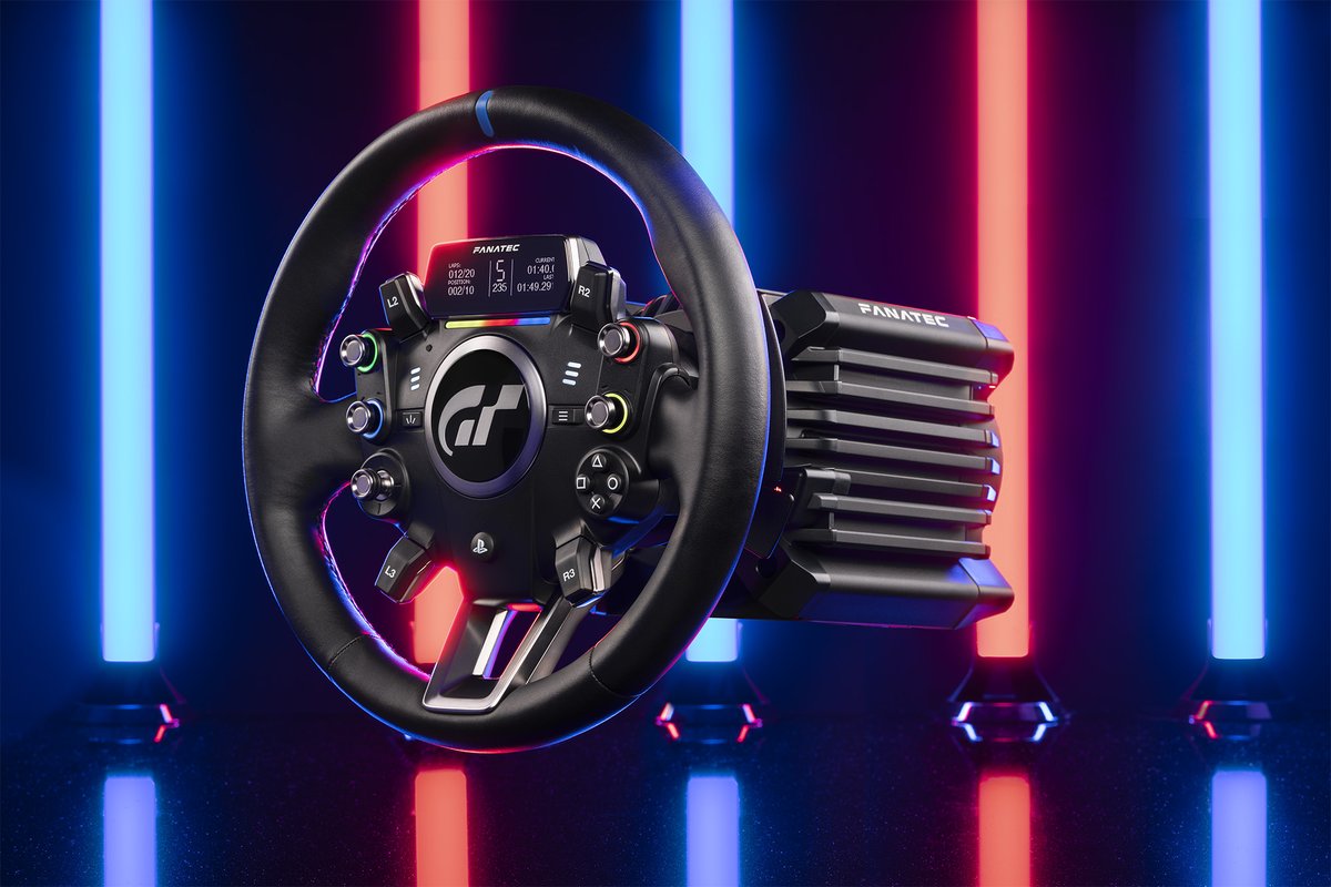 Gran Turismo® DD Extreme: the highest performance official Gran Turismo® wheel ever. Available now! Officially licensed for PlayStation®5, featuring a 300mm leather wheel with 2.7” OLED display, magnetic shifter paddles, and the 15 Nm ClubSport DD+! linktr.ee/fanatec