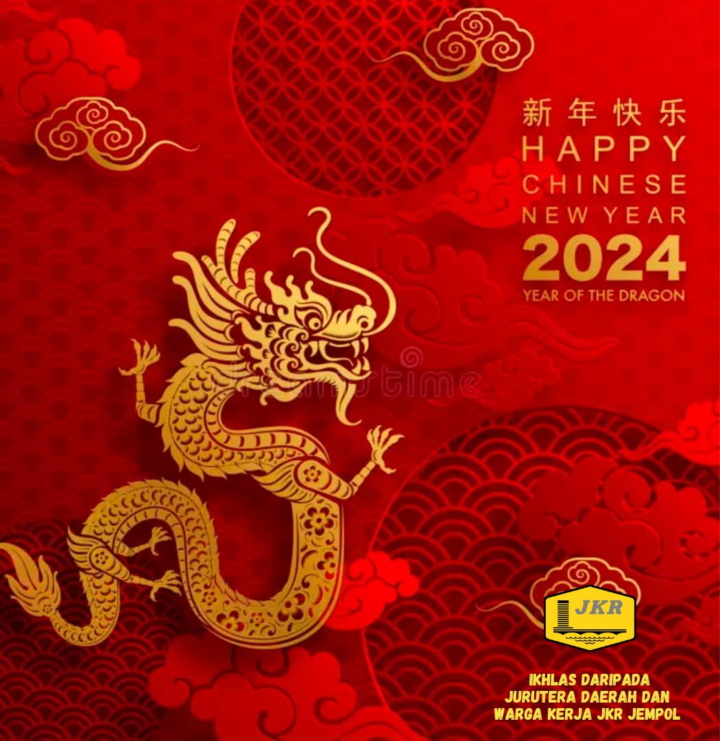 JKR Daerah Jempol Mengucapkan Selamat Menyambut Tahun Baru Cina kepada seluruh rakyat Malaysia yang berbangsa Cina serta yang meraikan perayaan ini.

Ikhlas Daripada: 
Jurutera Daerah dan Warga Kerja JKR Jempol

#MalaysiaMadani 
#BersihMuafakatSejahtera 
#JasaKepadaRakyat