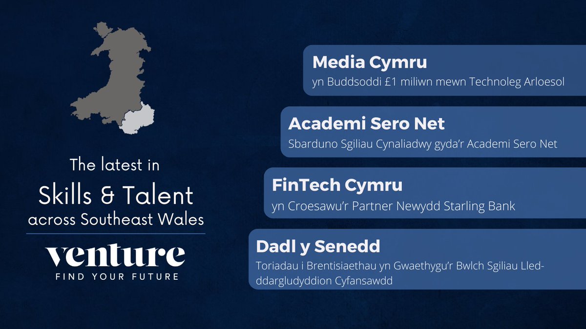 Arloesi, technoleg y cyfryngau, a hybu sgiliau gwyrdd: dim ond rhai o’r datblygiadau cyffrous sy’n digwydd ar hyd a lled de-ddwyrain Cymru ar ddechrau 2024.

Darllenwch y diweddaraf mewn Sgiliau a Thalentau yn Ne-ddwyrain Cymru: venturewales.org/cy/news/the-la…