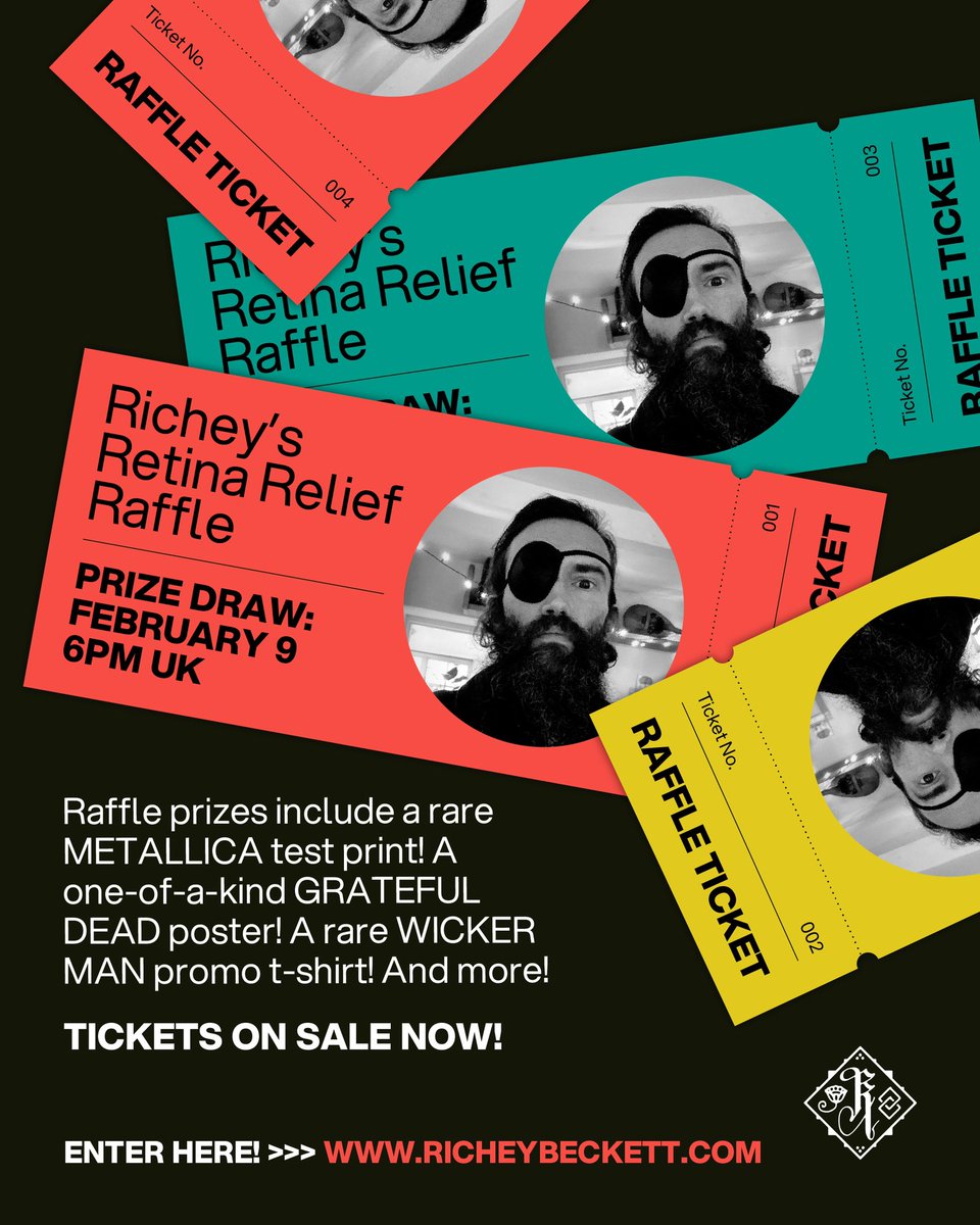 Last chance to enter the raffle before the draw at 6pm U.K.! Only £3 per ticket ✨🎟 richeybeckett.bigcartel.com