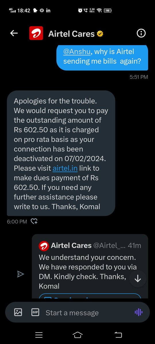 PositiveRishi's tweet photo. @Airtel_Presence @airtelindia 

Check your #AirtelScam #Airtelfraud #AirtelSystemFraud #AirtelSystemScam https://t.co/BDWONlhdDf