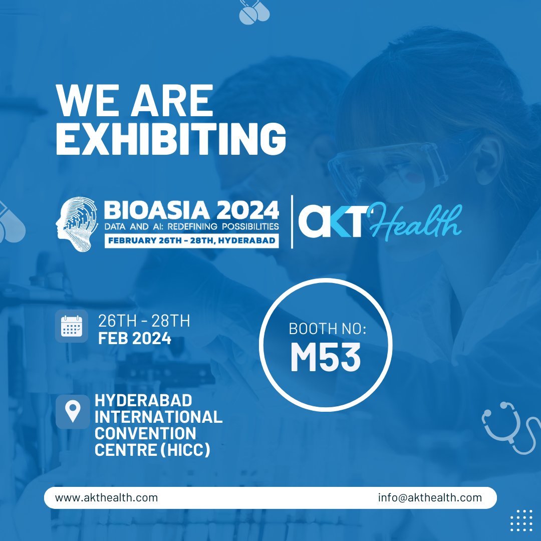 AKTHealth's tweet photo. Mark your calendars! AKT Health is thrilled to announce our participation at BioAsia 2024, a premier event shaping the landscape of healthcare innovations.
Don't miss the chance to connect with us at Booth No. M53. https://t.co/ymH96CwlOV