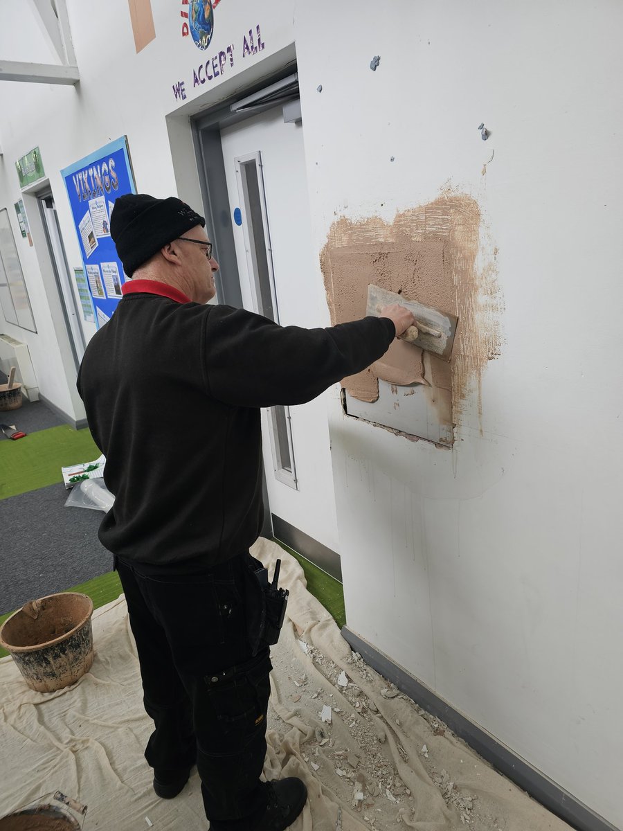 WellspringNorth's tweet photo. Fantastic morning for the Estates Team @ForestMoor #WATfest24 learning some vital plastering skills to help with ongoing improvements across the sites! #oneteam #Wemakeadifference https://t.co/zEefUBRztc
