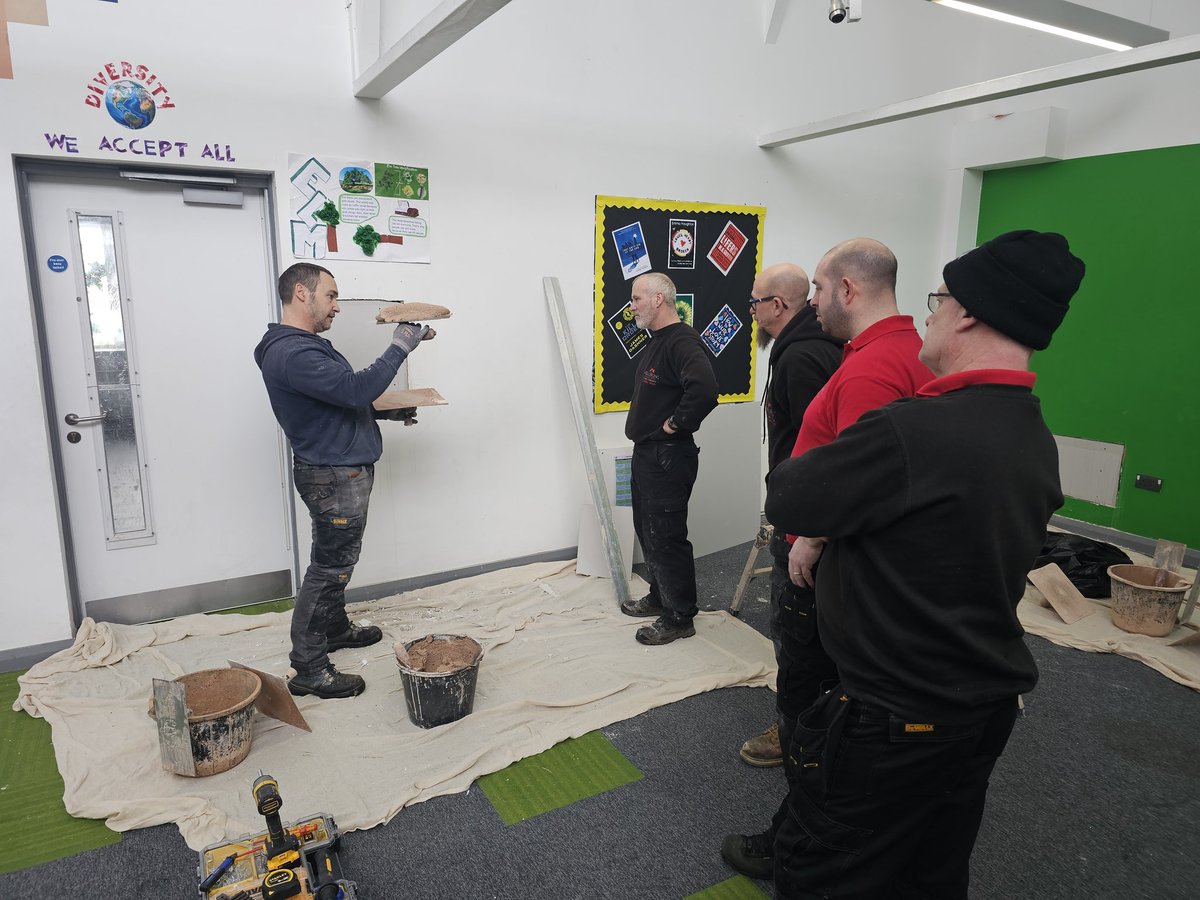 WellspringNorth's tweet photo. Fantastic morning for the Estates Team @ForestMoor #WATfest24 learning some vital plastering skills to help with ongoing improvements across the sites! #oneteam #Wemakeadifference https://t.co/zEefUBRztc