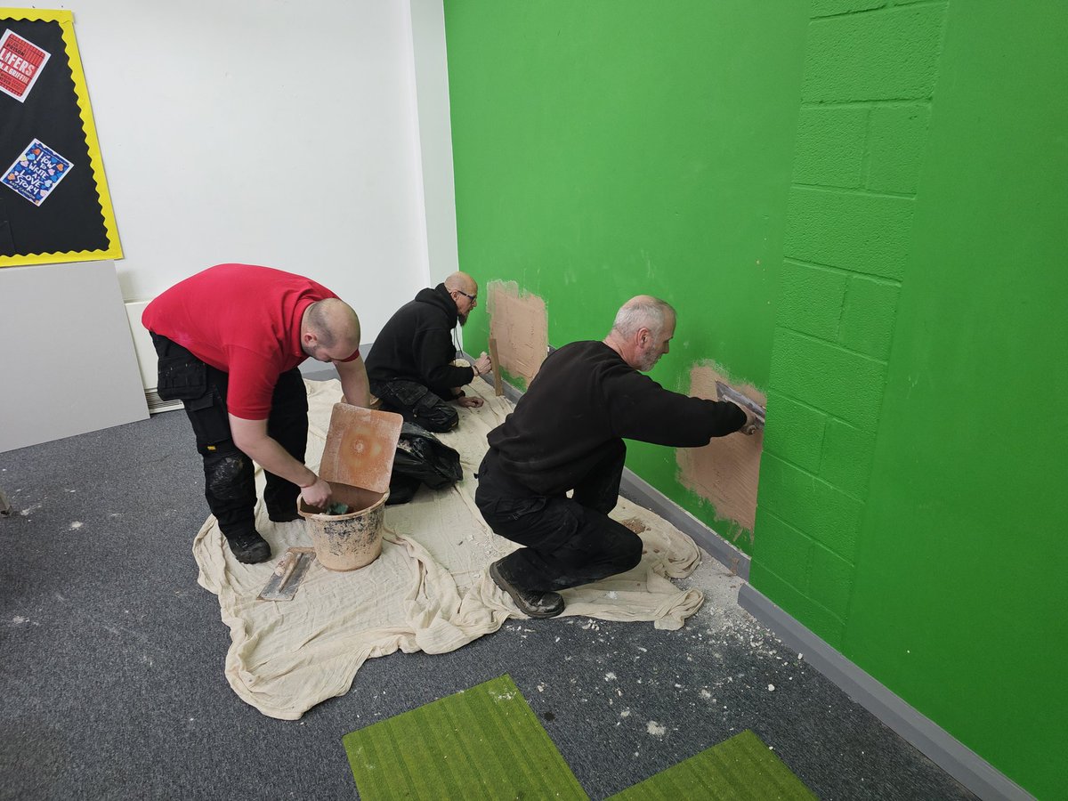 WellspringNorth's tweet photo. Fantastic morning for the Estates Team @ForestMoor #WATfest24 learning some vital plastering skills to help with ongoing improvements across the sites! #oneteam #Wemakeadifference https://t.co/zEefUBRztc