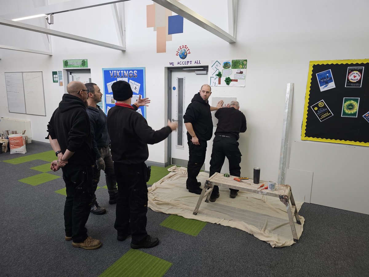WellspringNorth's tweet photo. Fantastic morning for the Estates Team @ForestMoor #WATfest24 learning some vital plastering skills to help with ongoing improvements across the sites! #oneteam #Wemakeadifference https://t.co/zEefUBRztc