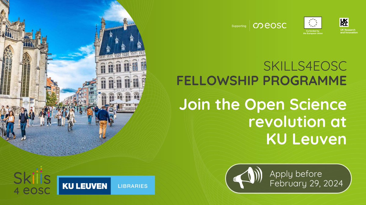 Skills4Eosc's tweet photo. You can now apply for the #Skills4EOSC Fellowship Programme! 📣Join @KU_Leuven and collaborate with experts for research data support across campuses. Dive into operational research data support or broader projects ➡ https://t.co/SPFImMmedy https://t.co/6iiBOoMmK2