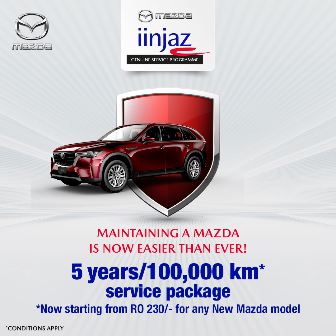 Visit mazdaoman.com/en/iinjaz to learn more about the Mazda IINJAZ Service Program

#Mazda #Oman #drivemazda #Muscat #mazdasafety #MazdaExperience #Mazdaperformance #MazdaJourney #Oman #Automobile #TestDrive #TestDriveAndWin #Excitement