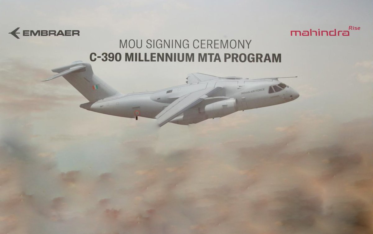 DefenceDecode's tweet image. Mahindra-Embraer C-390 Millennium multi-mission tactical air transport aircraft for IAF#
