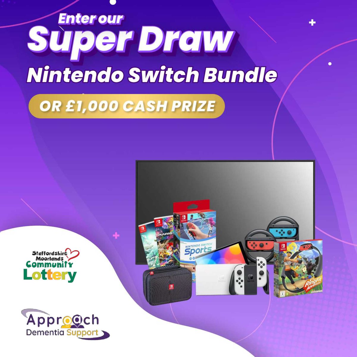 Approach Dementia Support (@approachstaffs) on Twitter photo Do you support us by playing a Community Lottery?
Approach is registered with two lotteries and both have an Ultimate Nintendo Switch bundle to win when you buy a ticket.
Just go to eiher website to register and purchase tickets.
pottolotto.co.uk/support/approa…
staffsmoorlandscommunitylottery.co.uk/support/approa… Do you support us by playing a Community Lottery?
Approach is registered with two lotteries and both have an Ultimate Nintendo Switch bundle to win when you buy a ticket.
Just go to eiher website to register and purchase tickets.
pottolotto.co.uk/support/approa…
staffsmoorlandscommunitylottery.co.uk/support/approa…