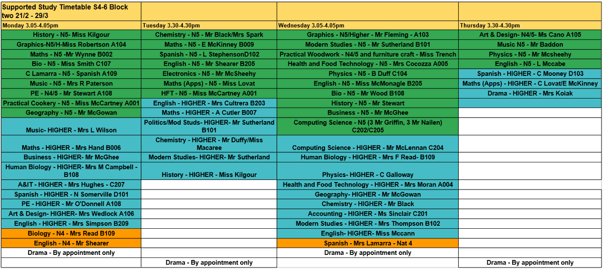 SL_TrinityHS's tweet photo. Supported Study for S4-6 starts on 21 Feb and will run until 27 Mar. Please use the timetable to plan out your revision and make the most of this opportunity. The Stationery Trolley will be available to help you prepare for study. We look forward to seeing you there! #SLCEquity https://t.co/t0EBNCiym4