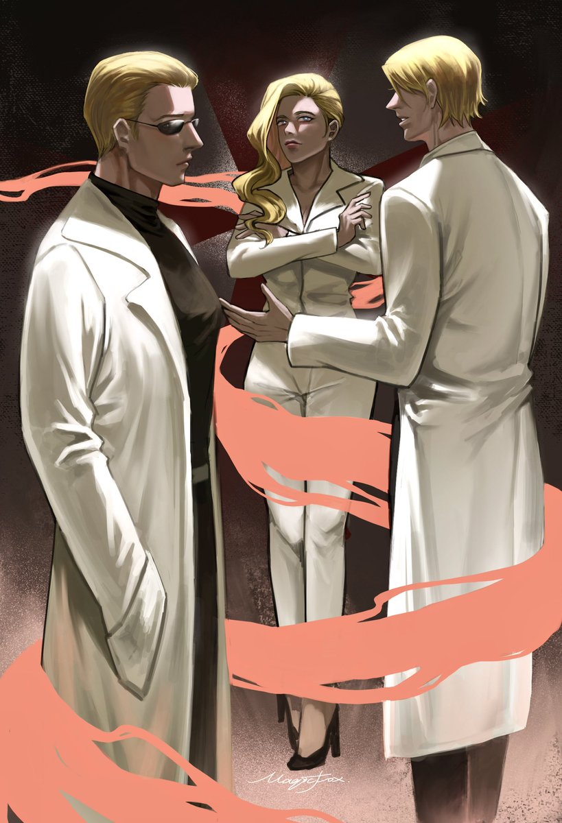 MagicFox_sk's tweet photo. 我们三个真是太厉害了（指把安布雷拉干倒闭
#ResidentEvil #albertwesker #williambirkin #alexwesker #refanart #art #fanart https://t.co/bukekSbMQd