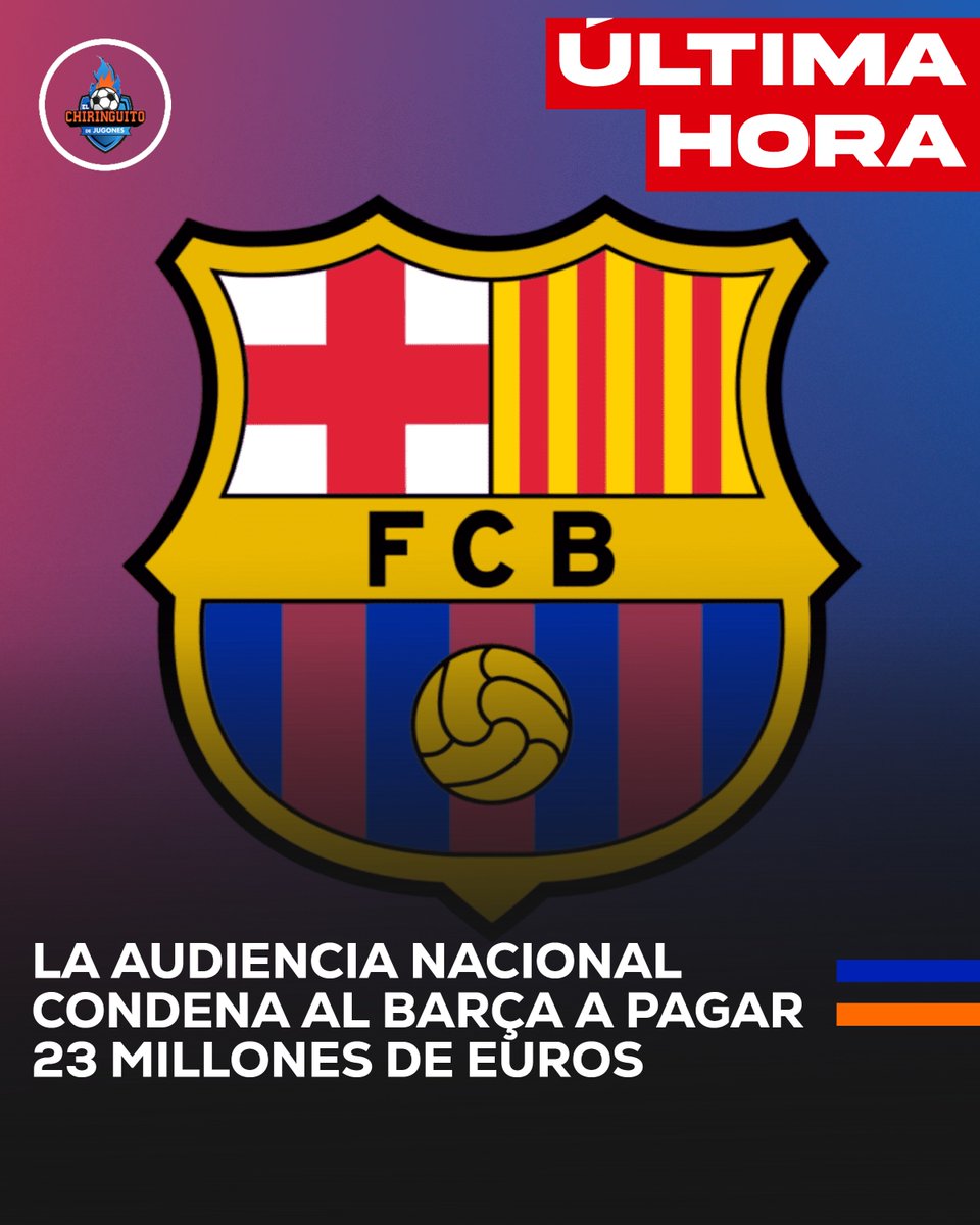 elchiringuitotv's tweet photo. 🚨 EL BARÇA, CONDENADO a pagar 23 MILLONES DE EUROS.

💰 El motivo, simular pagos a los agentes de los jugadores.

🗓️ Las supuestas retribuciones se produjeron entre los años 2012 a 2015. https://t.co/0pVPk2FxtO