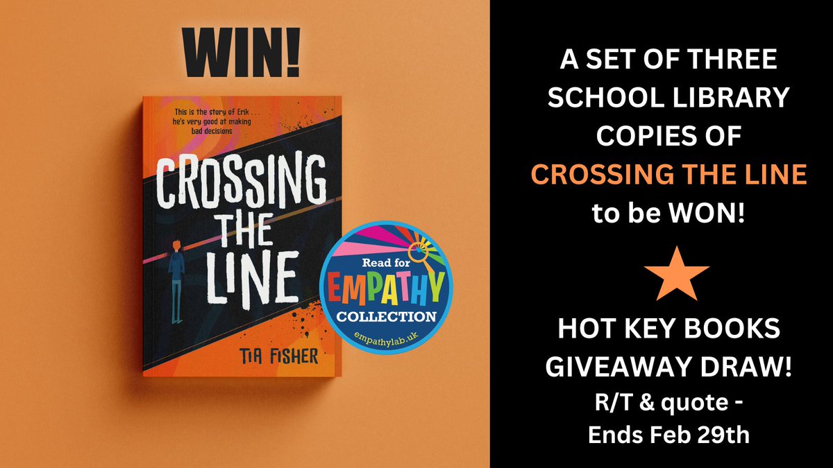 I'm so proud that Crossing the Line is in the stunning 2024 #ReadForEmpathy collection from @EmpathyLabUK empathylab.uk/RFE-2024. To celebrate, @HotKeyBooks is giving away THREE copies to a UK school library. Like and RT quote for a chance to win! Winner picked on 29 Feb