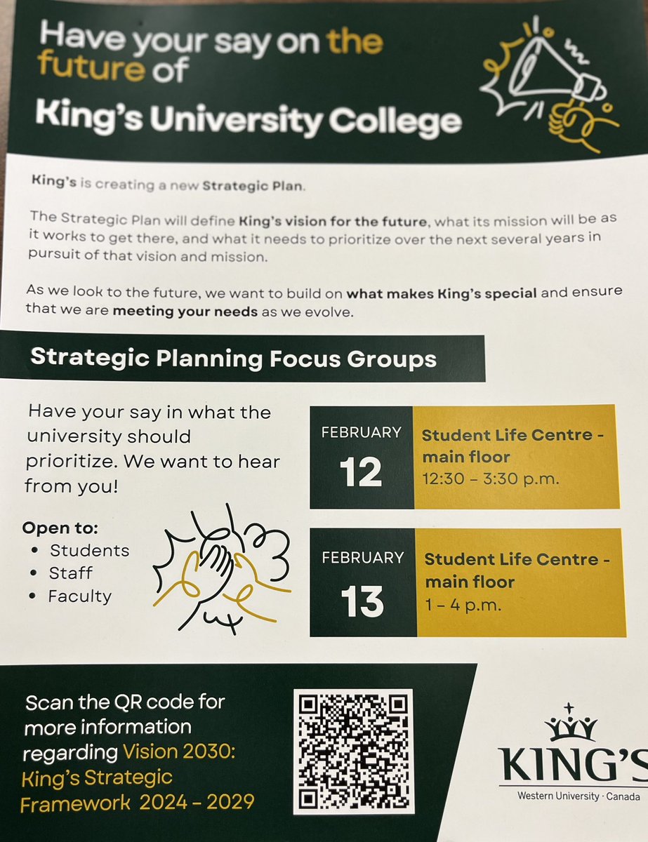 Hope to see many students come out to have their say on the future of @KingsAtWestern. This is your opportunity to shape the direction of King’s! @KUCSC @KingsResLife @KingsKamp @KUCIntl