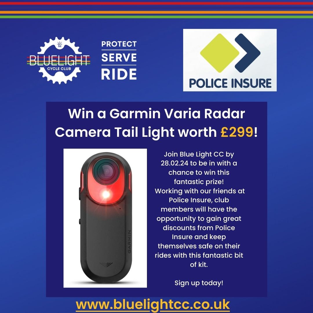 Win this amazing @garmin Varia Radar and Camera worth £299 🙏 2 our friends at @PoliceInsure Sign up before 26.02.24 bluelightcc.co.uk @willsandtrustswealth @veloforte @levelpeaks @endurancezone @winyourdreambike @fenwicksbike @ukcyclingevents