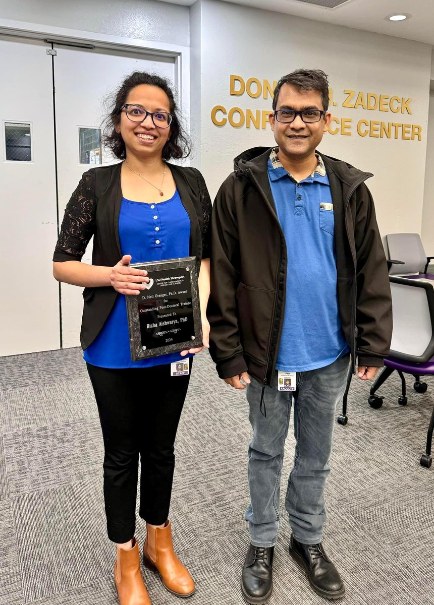 LSU Health Shreveport Pathology (@lsuhs_pathphd) on Twitter photo Dr. Richa Aishwarya, Post-Doctoral Fellow in Dr. Bhuiyan's lab received the Dr. Neil Granger Award for Outstanding Postdoctoral Trainee in the Feist Cardiovascular Research Symposium.  Congratulations to Dr. Aishwarya! π Dr. Richa Aishwarya, Post-Doctoral Fellow in Dr. Bhuiyan's lab received the Dr. Neil Granger Award for Outstanding Postdoctoral Trainee in the Feist Cardiovascular Research Symposium.  Congratulations to Dr. Aishwarya! π