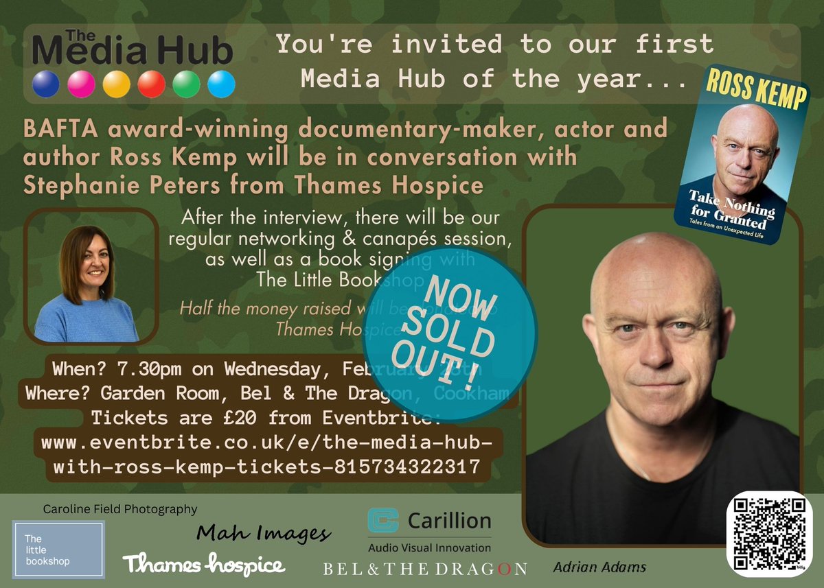 Sarah Parfitt (@sarah_parfitt) on Twitter photo A big thank you 🙏 to everyone, who has registered for our next <a href="/MediaHub_UK/">Sarah P and Sarah R</a> with <a href="/RossKemp/">Ross Kemp</a> & <a href="/thameshospice/">Thames Hospice</a>'s Stephanie Peters. All tickets for this event have now SOLD OUT. Special thanks to @belanddragon, <a href="/CarillionComms/">Carillion Comms</a>, <a href="/alittlebookshop/">The Little Bookshop Cookham</a> & <a href="/mhsabahi/">🌹 ✊🏻M. Sabahi ✌🏻💥</a> for making it possible. A big thank you 🙏 to everyone, who has registered for our next <a href="/MediaHub_UK/">Sarah P and Sarah R</a> with <a href="/RossKemp/">Ross Kemp</a> & <a href="/thameshospice/">Thames Hospice</a>'s Stephanie Peters. All tickets for this event have now SOLD OUT. Special thanks to @belanddragon, <a href="/CarillionComms/">Carillion Comms</a>, <a href="/alittlebookshop/">The Little Bookshop Cookham</a> & <a href="/mhsabahi/">🌹 ✊🏻M. Sabahi ✌🏻💥</a> for making it possible.