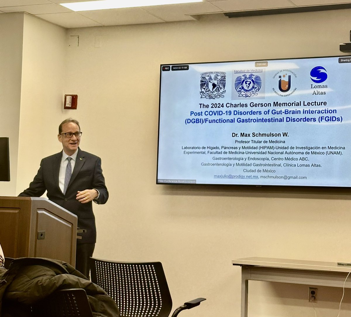 Honored to welcome Dr. Max Schmulson Wasserman as our visiting @MountSinaiGI Grand Rounds speaker today! Fascinating data regarding post-COVID-19 disorders of brain-gut interaction. @yuyingMD @drlauriekeefer @MSHS_IBDCenter @DOMSinaiNYC @RomeFoundation