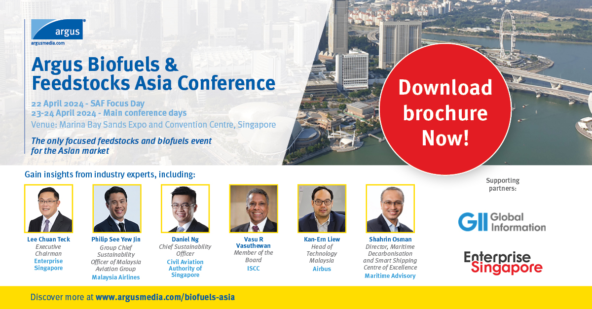 ArgusMedia's tweet photo. Conference | Download the brochure for 𝗔𝗿𝗴𝘂𝘀 𝗕𝗶𝗼𝗳𝘂𝗲𝗹𝘀 & 𝗙𝗲𝗲𝗱𝘀𝘁𝗼𝗰𝗸𝘀 𝗔𝘀𝗶𝗮 𝗖𝗼𝗻𝗳𝗲𝗿𝗲𝗻𝗰𝗲 to see what’s in store for the 2024 event on 𝟮𝟮 -𝟮𝟰 𝗔𝗽𝗿𝗶𝗹.
Learn more: https://t.co/86TJT0Y0EF
#ArgusBiofuelsConference #ArgusBiofuels #biofuels https://t.co/crH7Lazq9y
