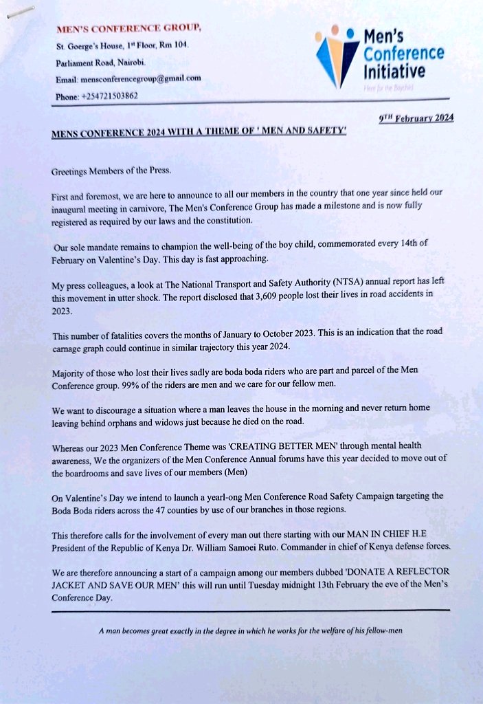 SteveLetoo's tweet photo. Men Conference 2024 Press Release...! #menconference2024 https://t.co/3s0GXAKxnx