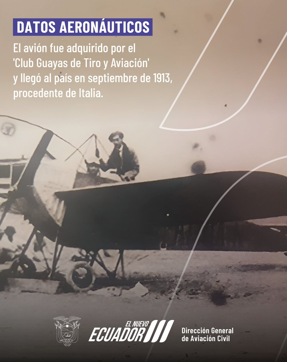 #DatosAeronáuticosEc I El avión “Patria N. 1” fue  fabricado por la firma Chiribiri, era un monoplano tipo Nieuport Novara e Valgoi con motor de 50 HP.

#ElNuevoEcuador
