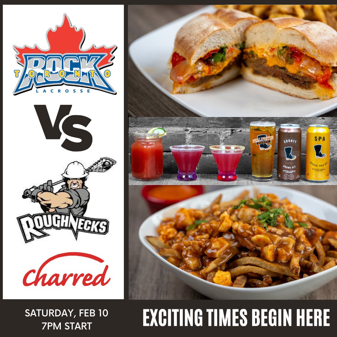 Get Game-Ready: Toronto Rock vs Calgary Roughnecks & Dining at Charred 🏒🍽

Mark your calendars for February 10, 2024! The Toronto Rock face off against the Calgary Roughnecks at FirstOntario Centre at 7 PM.

#TorontoRockVsRoughnecks #PreGameDining #Charred #HamOnt #GameDayEats