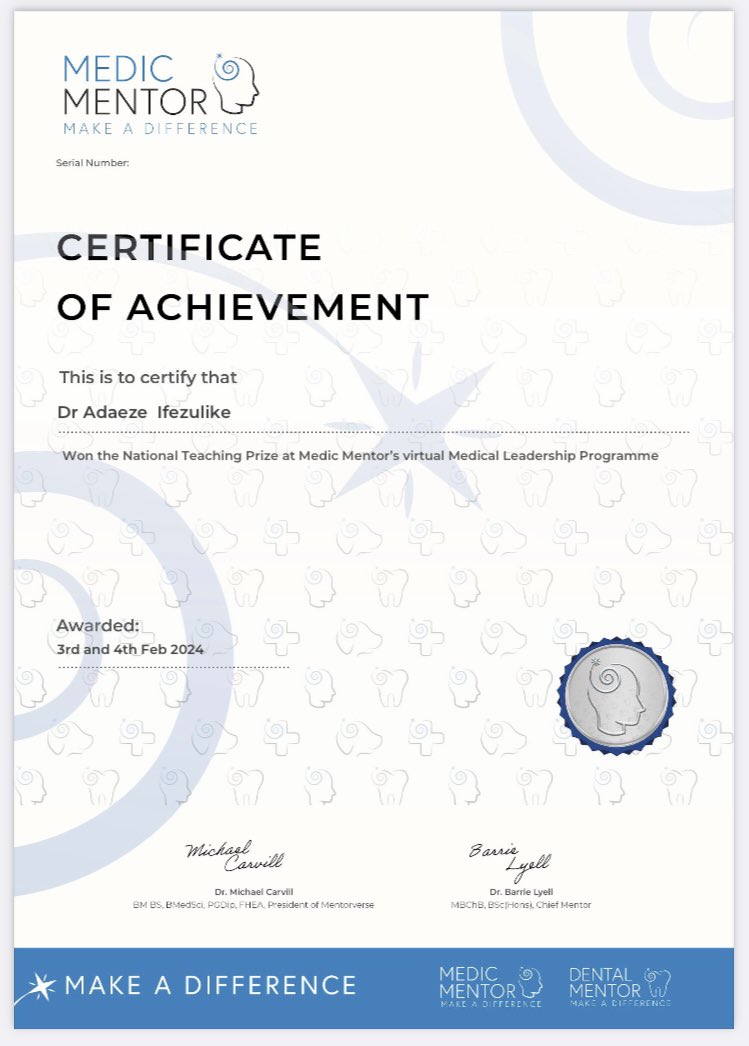 Dr Adaeze Ifezulike MBE (@adaezeifezulike) on Twitter photo 🙌National Teaching prize🥳Nice surprise <a href="/MedicMentor1/">Medic Mentor</a> ♥️ always a pleasure to mentor our younger colleagues 🥰 <a href="/rcgp/">Royal College of General Practitioners</a> <a href="/BritSocLM/">British Society of Lifestyle Medicine</a> 🙌National Teaching prize🥳Nice surprise <a href="/MedicMentor1/">Medic Mentor</a> ♥️ always a pleasure to mentor our younger colleagues 🥰 <a href="/rcgp/">Royal College of General Practitioners</a> <a href="/BritSocLM/">British Society of Lifestyle Medicine</a>