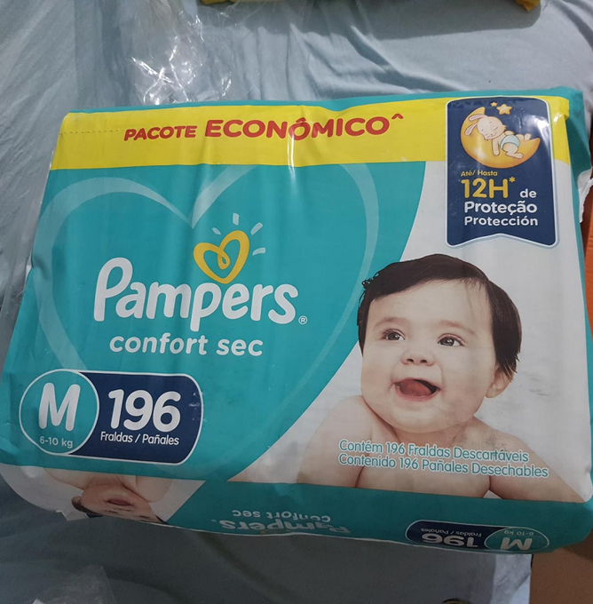 Fralda Pampers Confort Sec M 196 Unidades, Pampers