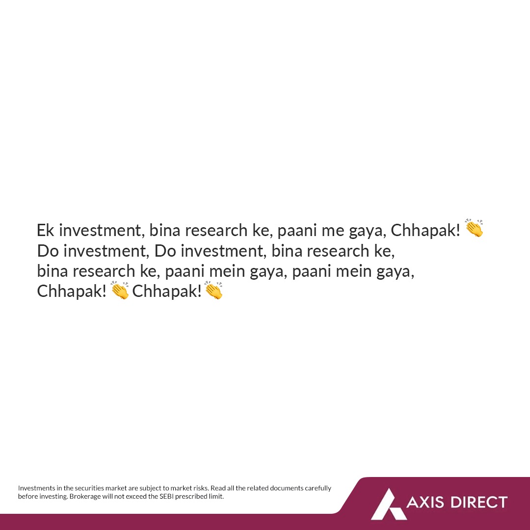 AxisDirect_In's tweet image. Making investments without any research? That's losing out on opportunities.

Ride the wave of smart investing by referring to research reports and practising informed investing.

Disclaimer: bit.ly/3FDINYR

#MomentMarketing #InformedInvesting #ResearchReports #SimpleHai