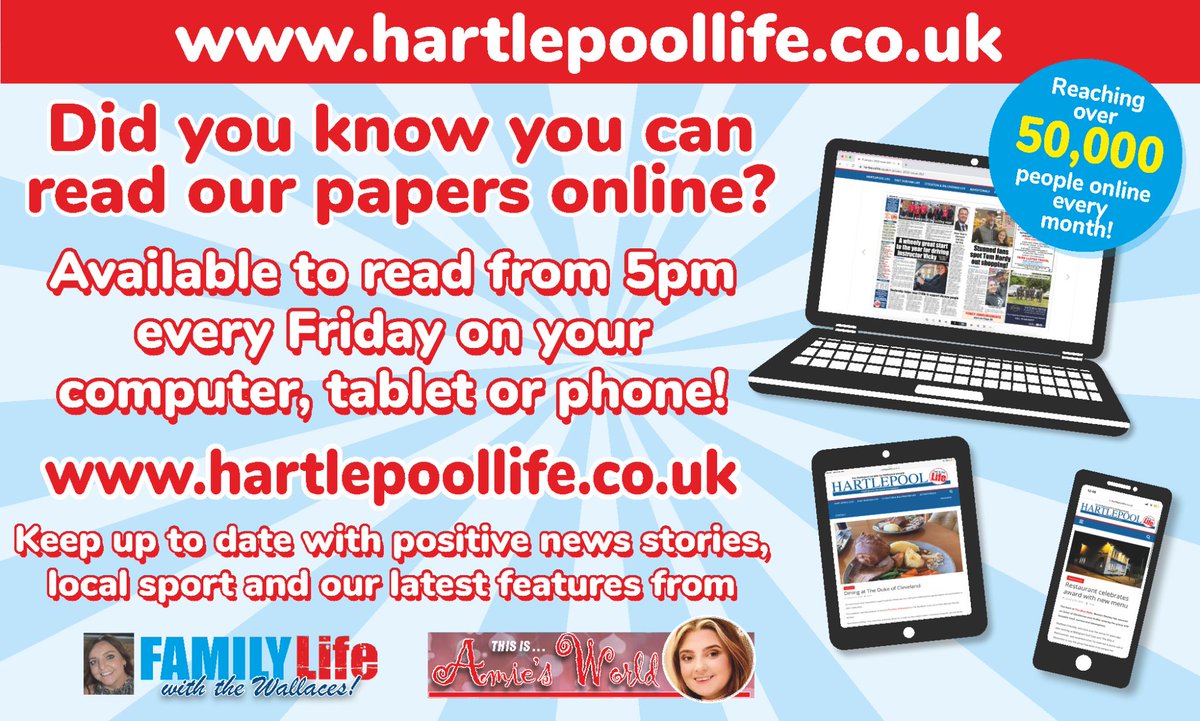 Not managed to grab a paper this week? 🗞

Don't worry! You can always read our newspaper online every Friday, including our features from Family Life with the Wallaces and Amie's World plus local sport!

hartlepoollife.co.uk/category/stock…