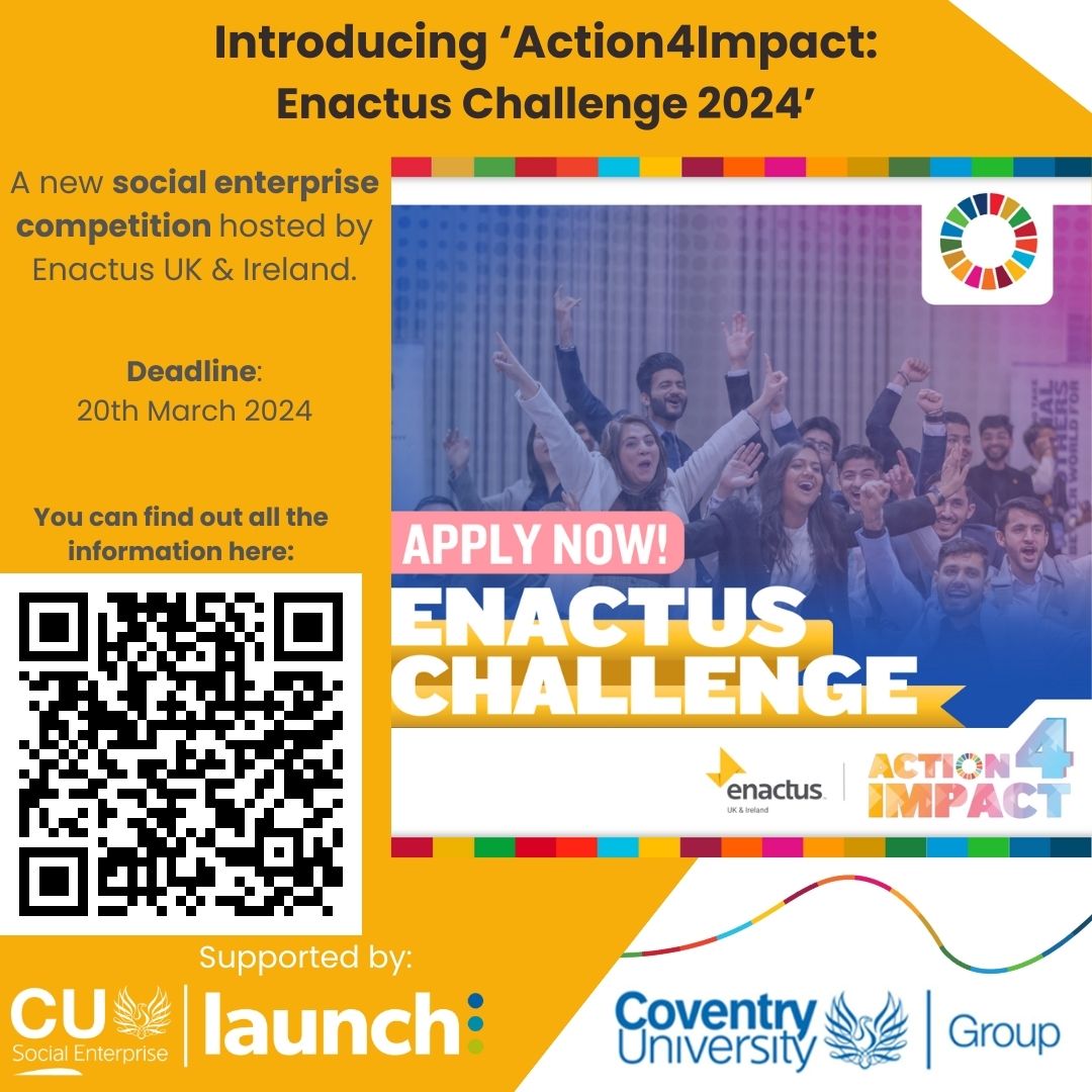 Introducing ‘Action4Impact: Enactus Challenge 2024’, a new social enterprise competition hosted by @EnactusUK This is a fantastic opportunity to help accelerate your ideas whilst being part of an incredible network where together we can help make the world a better place for all