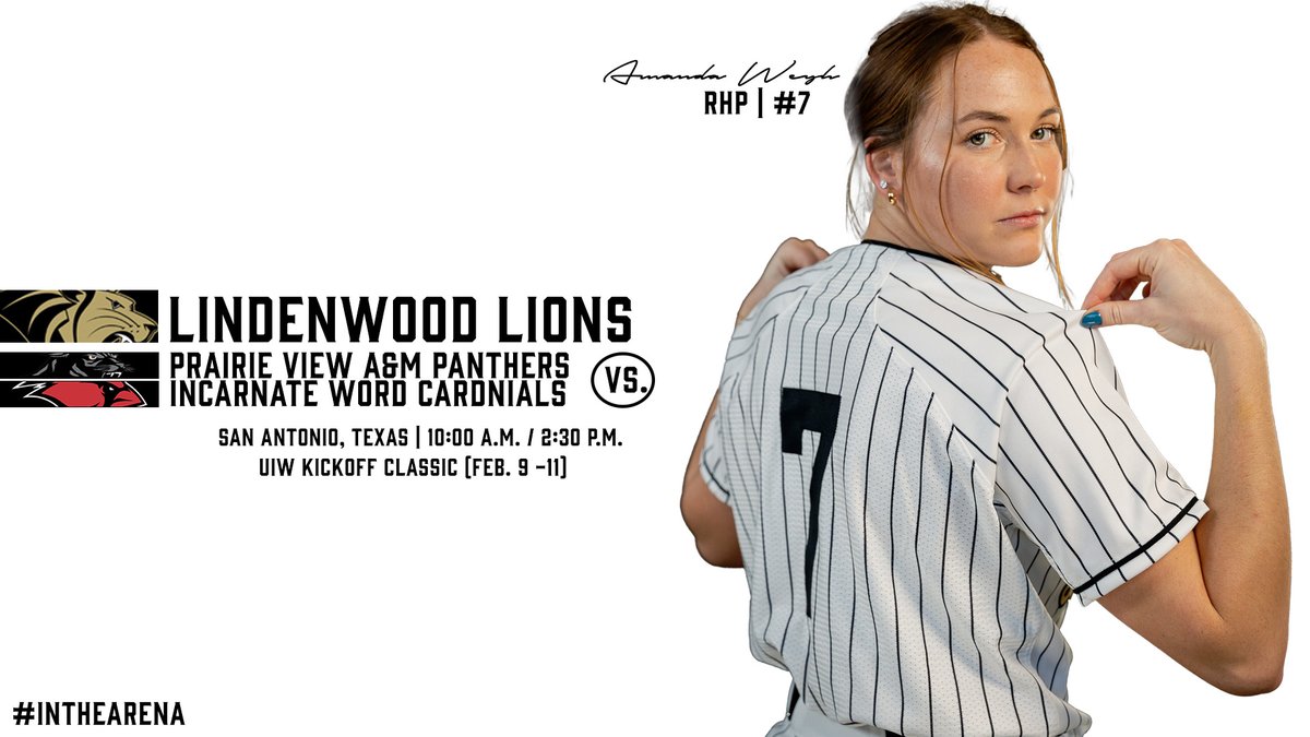 Opening up the 2024 @LindenwoodSB season with a double header at the UIW Kickoff Classic 🦁🥎🦁 🆚| Prairie View A&M / Incarnate Word 🕙| 10:00 a.m. / 2:30 p.m. 📍| San Antonio, Texas 📊| tinyurl.com/3k2pw4p9 📺(Game 2) | tinyurl.com/476jtnny #NewLevel // #OVCit