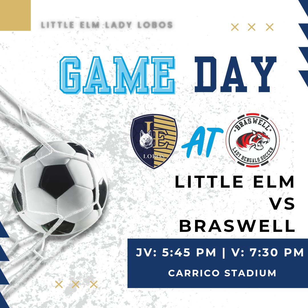 🚨AWAY GAME DAY🚨
Come join us for another great night of Lady Lobo Soccer!
🆚 Denton Braswell 
🗓️ Feb. 9th
🕔 JV: 5:45 PM | V: 7:30 PM
📍DISD Carrico Stadium
gofan.co/event/1170265?…