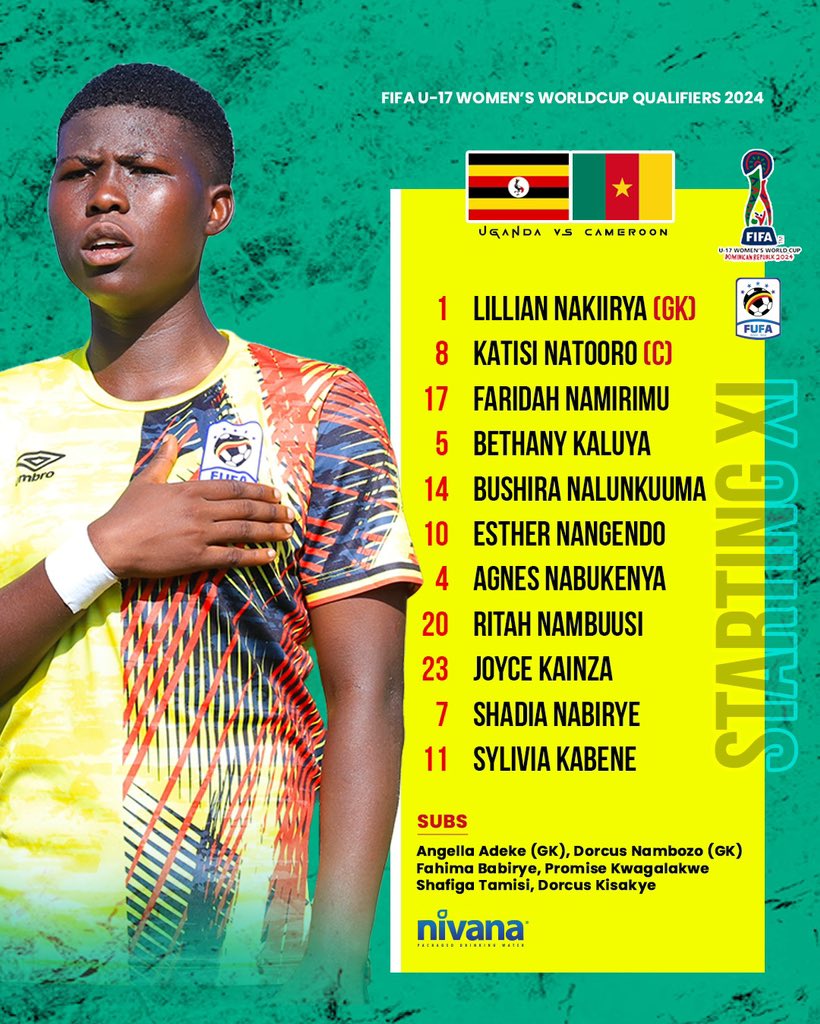 Teen Cranes Starting XI to face Cameroon #WomenFootballUG