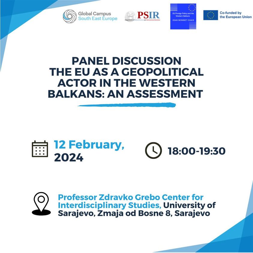 MonnetEu's tweet photo. Join us on Monday, 12.02 (18:00 - Uni. of Sarajevo) to assess the 🇪🇺's geopolitical turn in the Western Balkans.
Speakers: 
🔹Nedžma Džananović-Miraščija, UNSA
🔹Kurt Bassuener, DPC
🔹Valery Perry, DPC
🔹Leila Bičakčić, CIN
Moderator:
🔹Nikolaos Tzifakis, UOP https://t.co/fWPQixSqYy