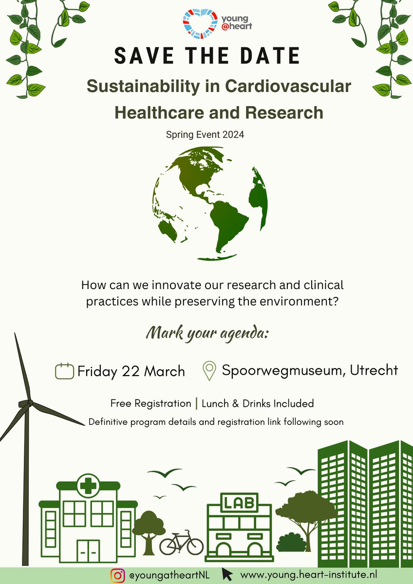 📣 Save the date for our next event: Sustainability in Cardiovascular Healthcare and Research! 🗓️ March 22 in Utrecht! Attendance and drinks will be free!  Stay tuned for the program!