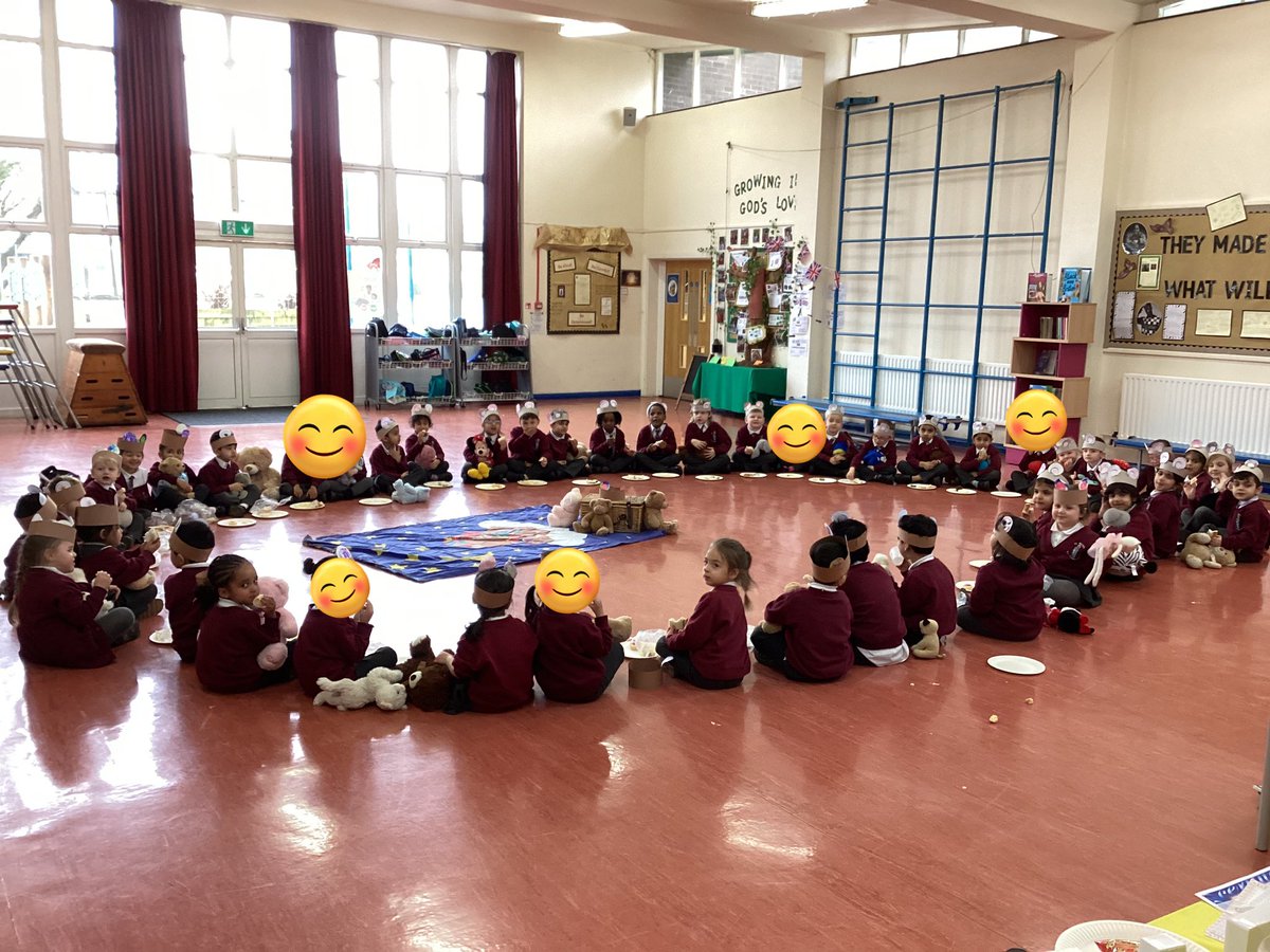 StMariesRecep's tweet photo. Teddy Bears picnic in the hall this afternoon with @StMariesNursery . #stmariesburyeyfs https://t.co/tNUq6bSXRF