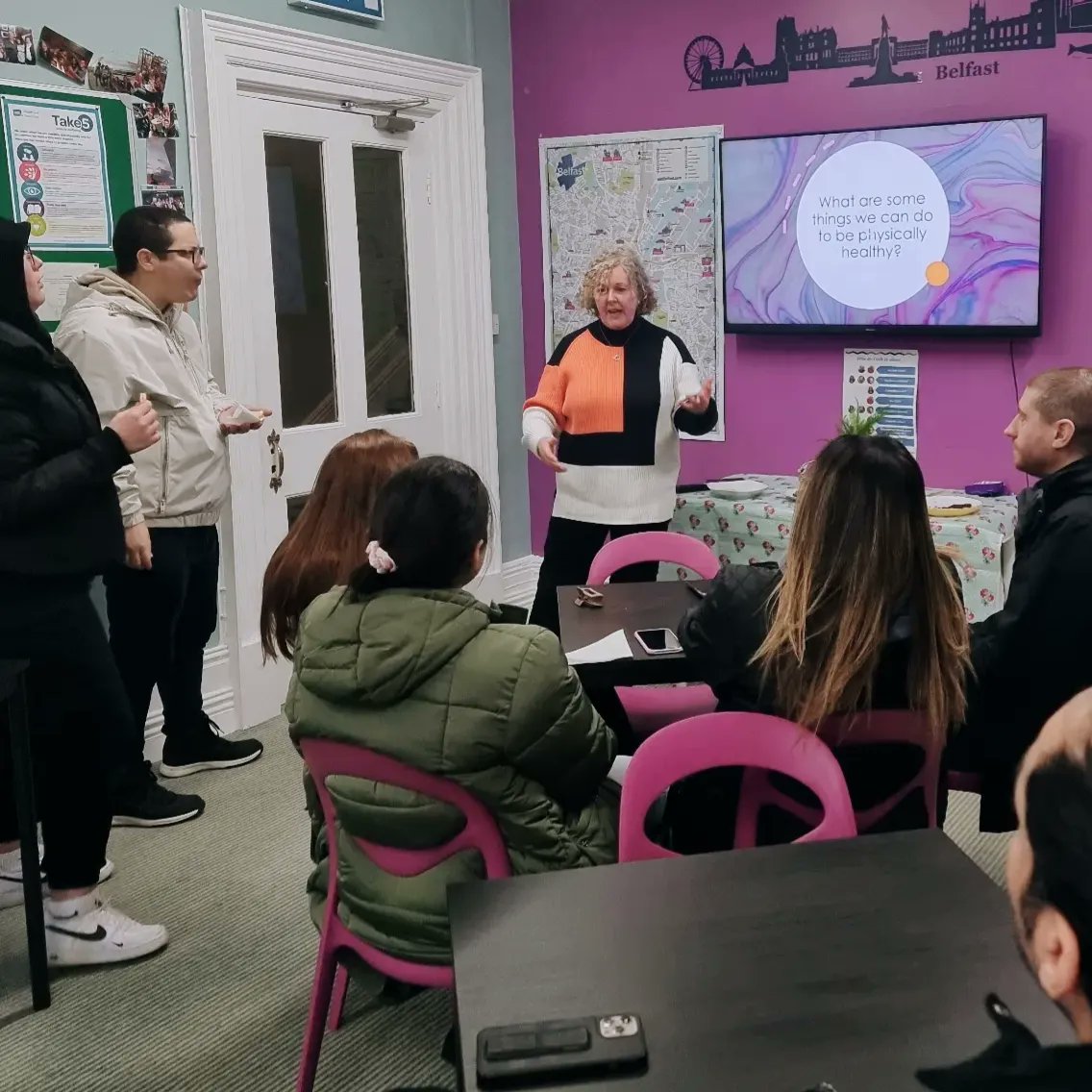 A coffee morning focusing on <a href="/publichealthni/">Public Health Agency</a>'s "Take 5" initiative, we discussed steps we can all take to improve our physical and mental wellbeing here today! 

❤️ Thanks to our amazing students who came along and shared their thoughts so willingly!