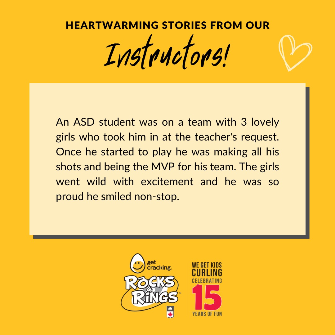 Ending the week on a high note with another amazing story from a Rocks & Rings experience! 💛

#HeartwarmingStory #RocksAndRings #RRTurns15 #MVP #TryCurling #GetKidsActive