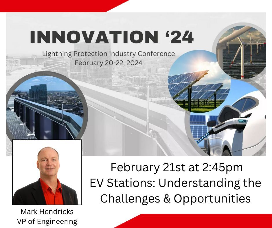 Visit us at Innovation '24! DEHN's Vice President of Engineering, Mark Hendricks will be presenting: “EV Stations: Understanding the Challenges & Opportunities ” on Wednesday, February 21st at 2:45pm. Register today! buff.ly/3HQYxaM 

#TheConference #INNOVATION24 #LPI